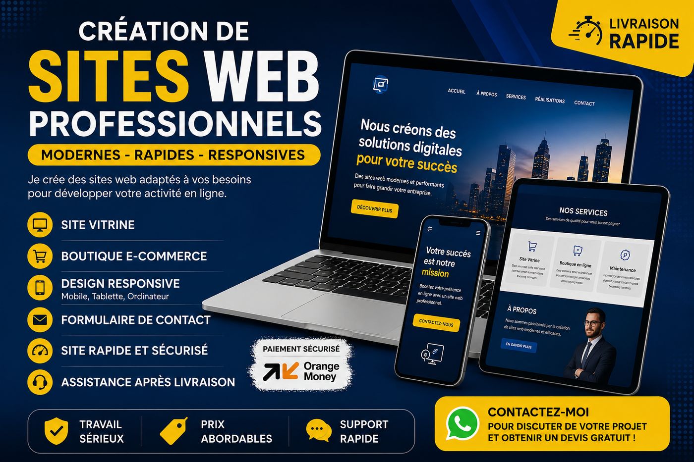 Création de site web professionnel pour entreprise, commerce ou particulier - Santé & Pharmacie à 500 000 GNF